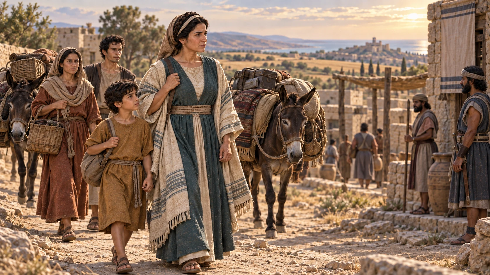 The woman and her household settle as foreign residents in Philistine land, obeying Elisha’s warning.
