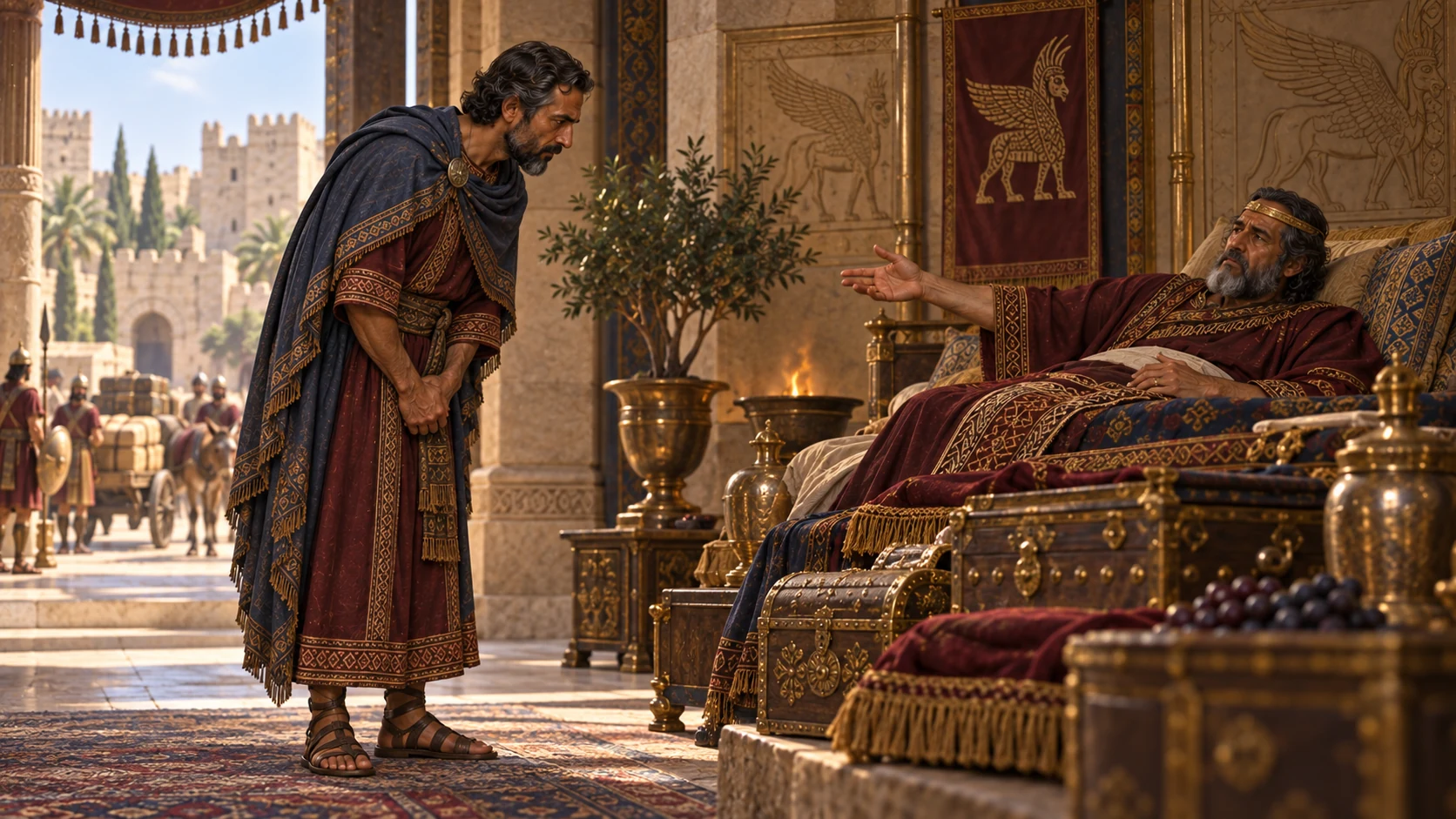 Ben-hadad sends his servant Hazael with a gift to ask Elisha whether he will recover.
