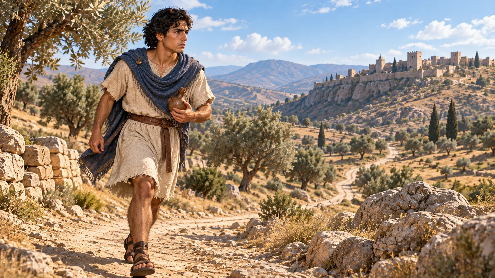 The young prophet travels alone toward the military camp at Ramoth-gilead.