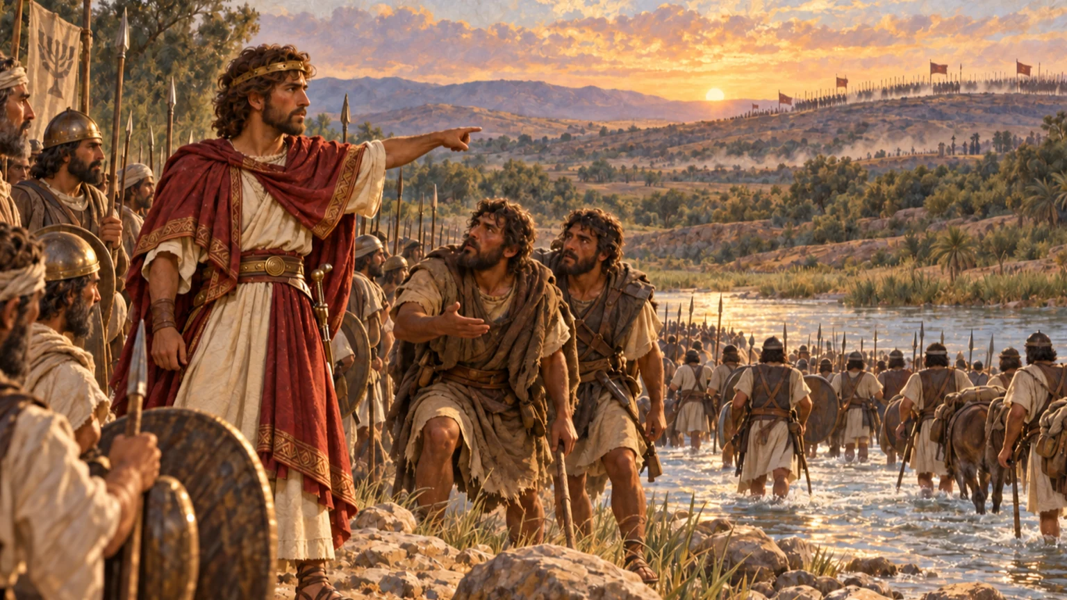 David leads the Jordan crossing against the regrouped Arameans.