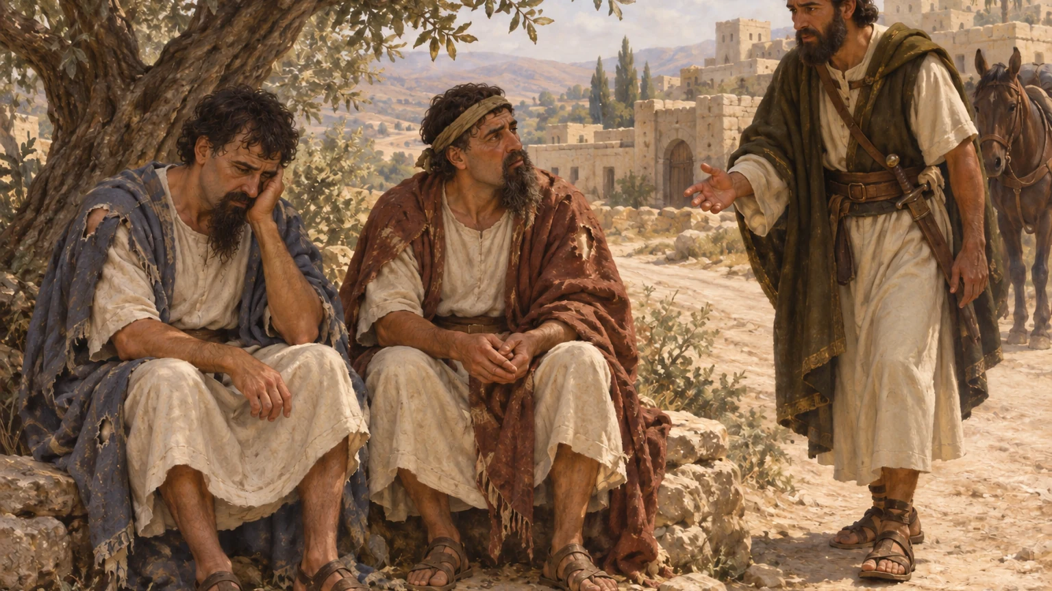 Humiliated envoys rest at Jericho.