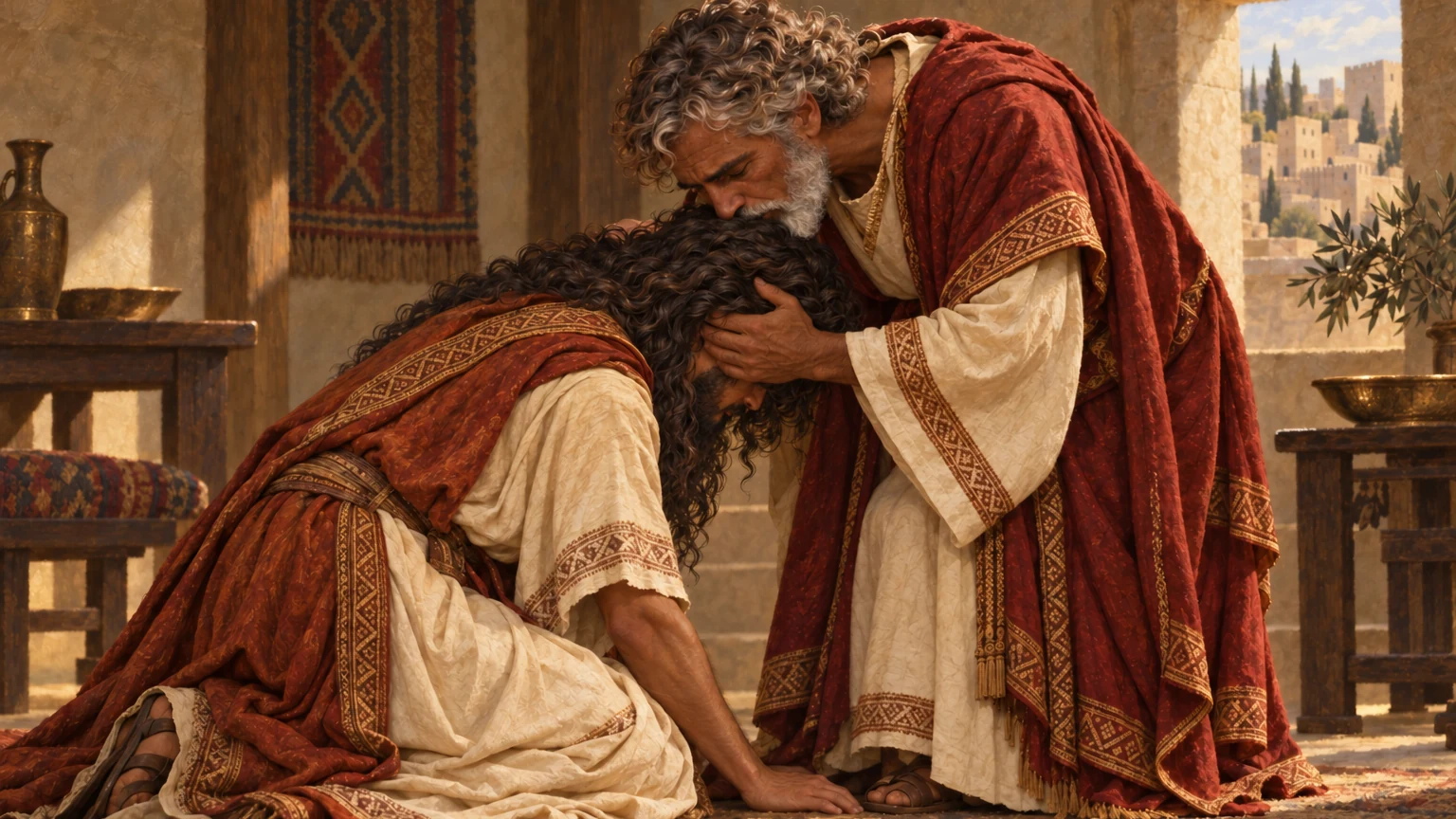 David receives Absalom after two more years apart.