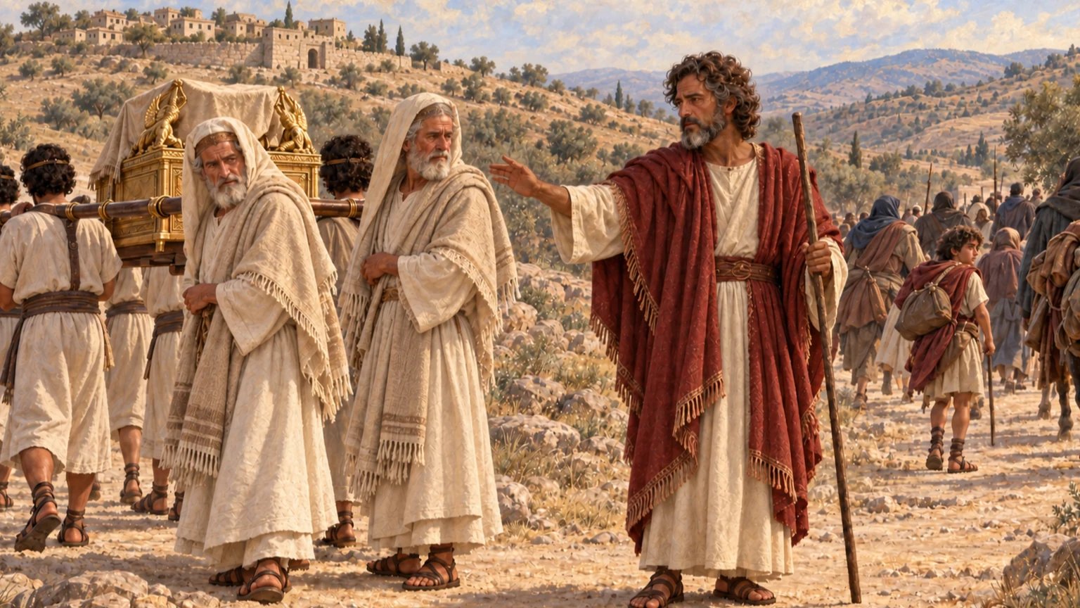 David sends the ark back to Jerusalem.