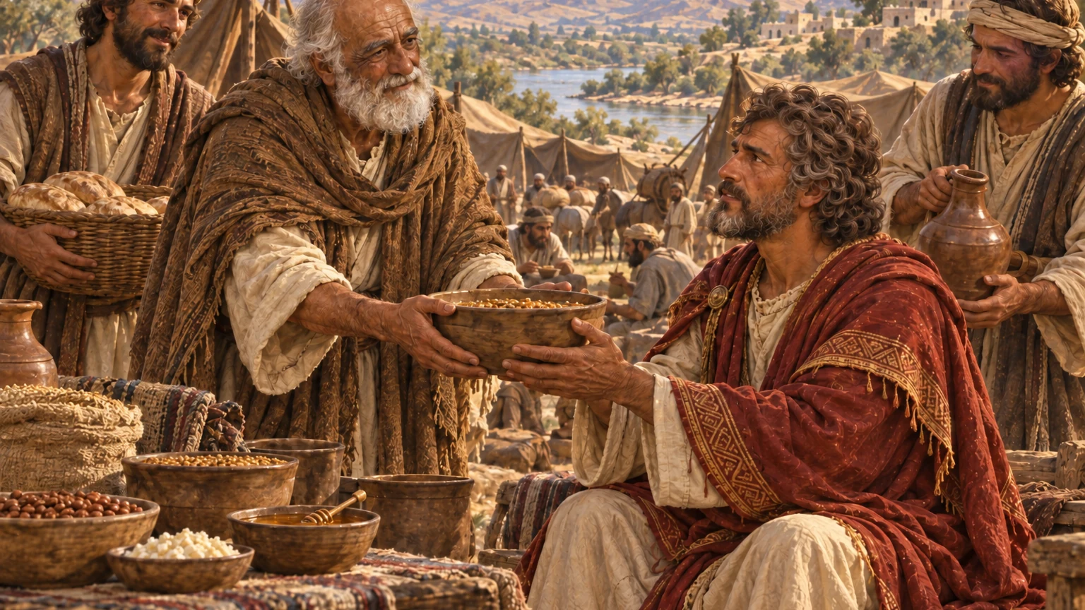 Barzillai provides supplies to David at Mahanaim.