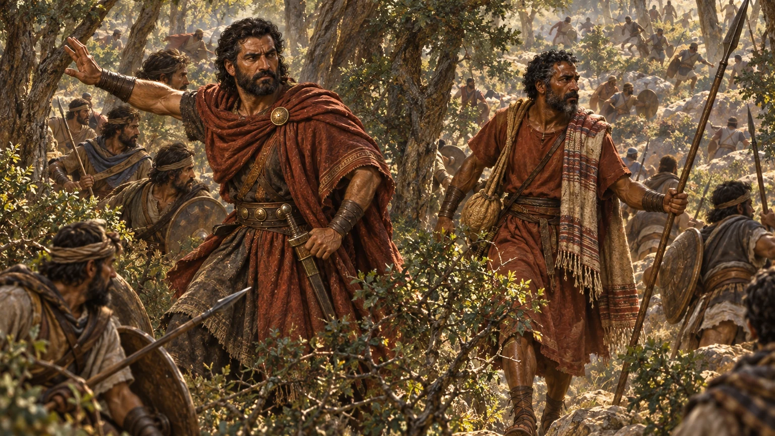David’s forces fight through the forest of Ephraim.