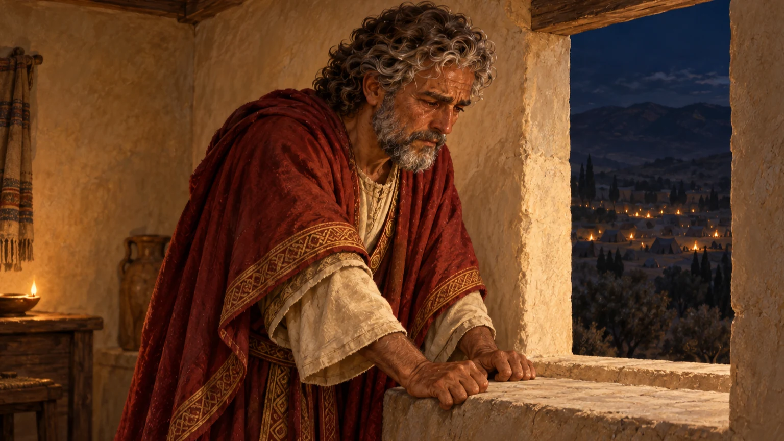 David mourns Absalom in the chamber above the gate.