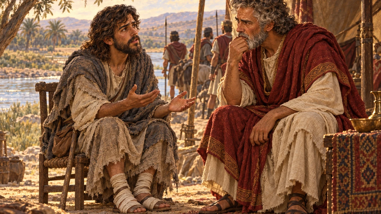 Mephibosheth explains Ziba’s deception to David.