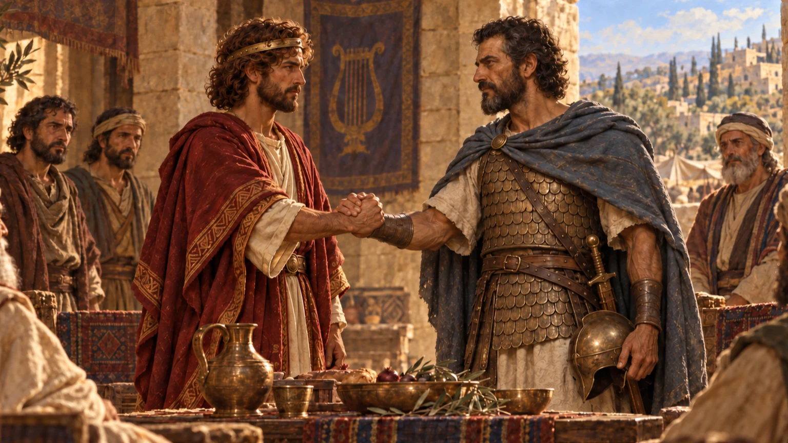 David receives Abner at Hebron.