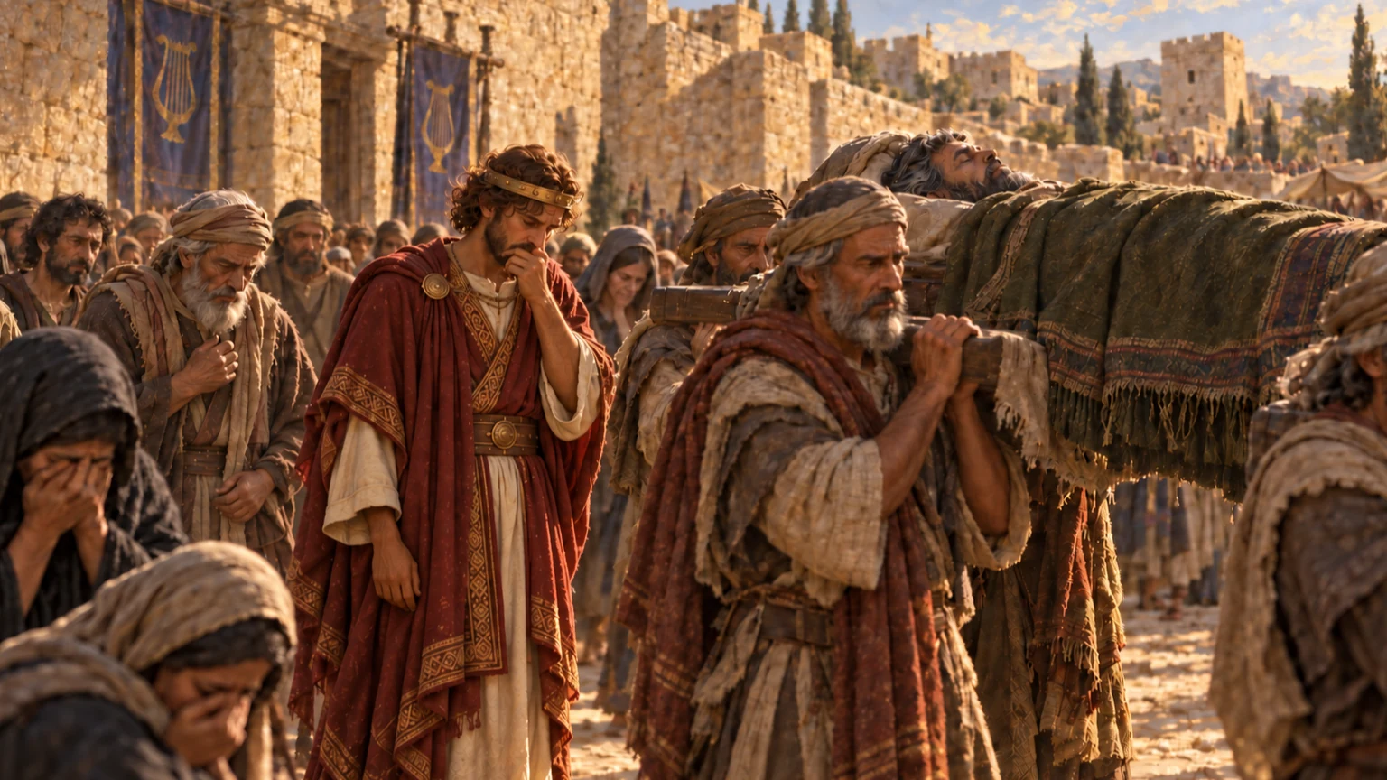 David publicly mourns Abner.