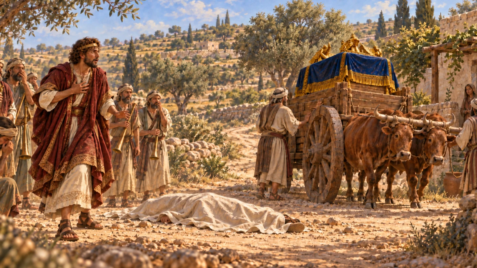 David reacts to Uzzah’s death and pauses the journey.