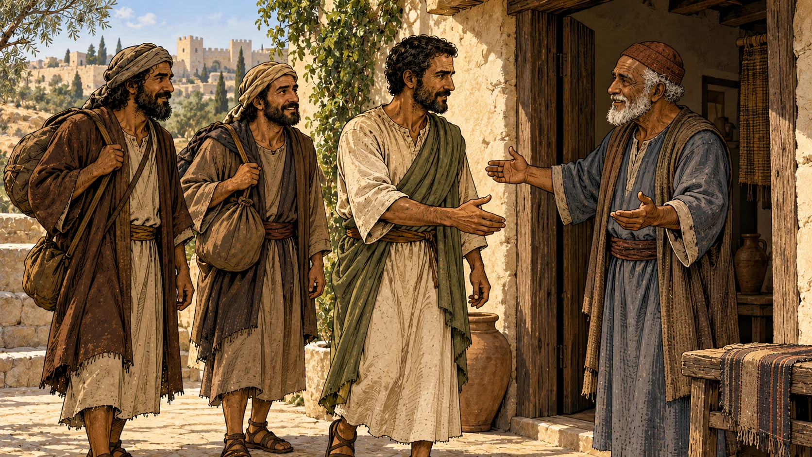 The travelers are brought to Mnason, an early disciple, for lodging.