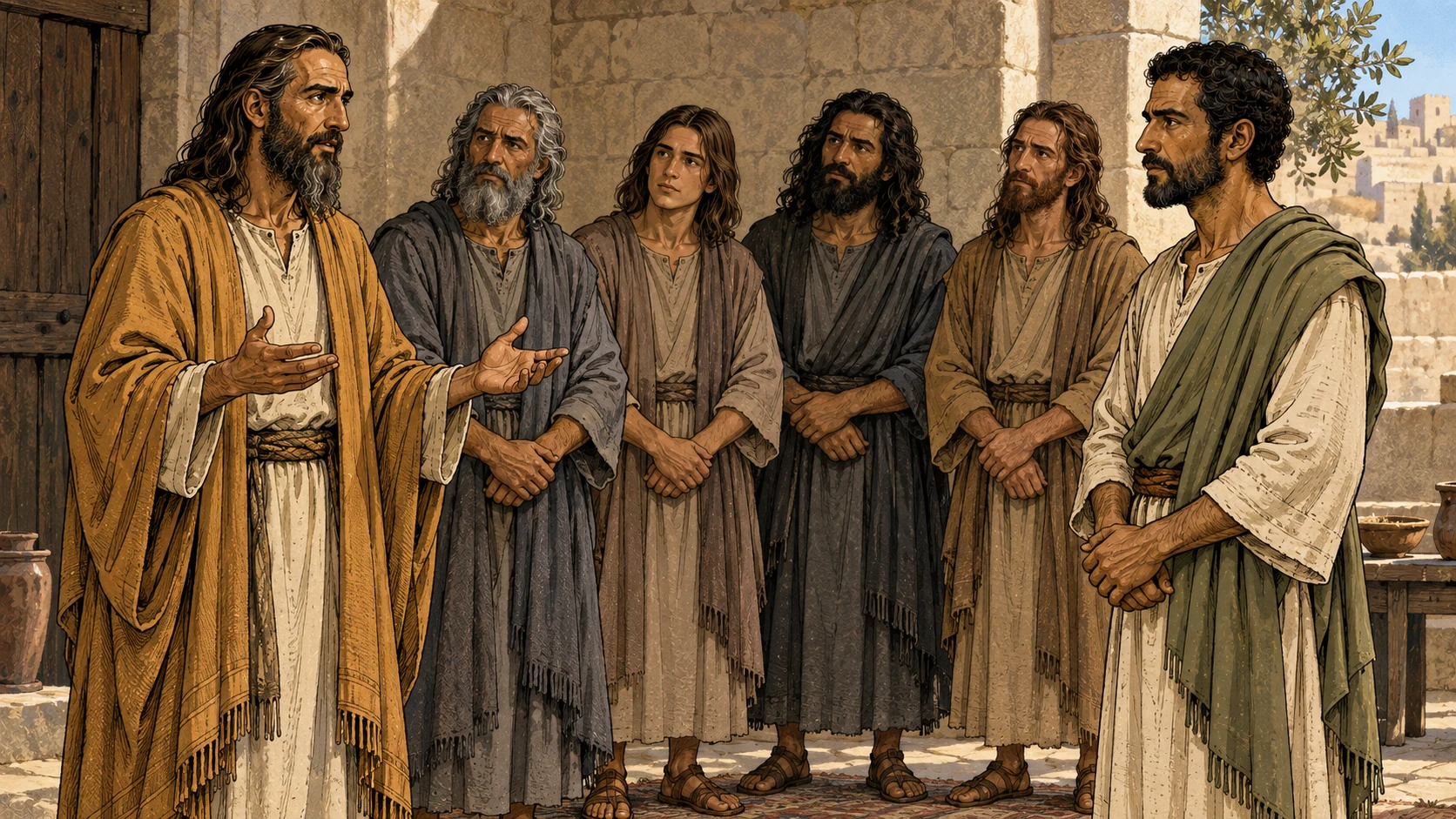 The elders advise Paul to join four men in purification and pay their expenses.
