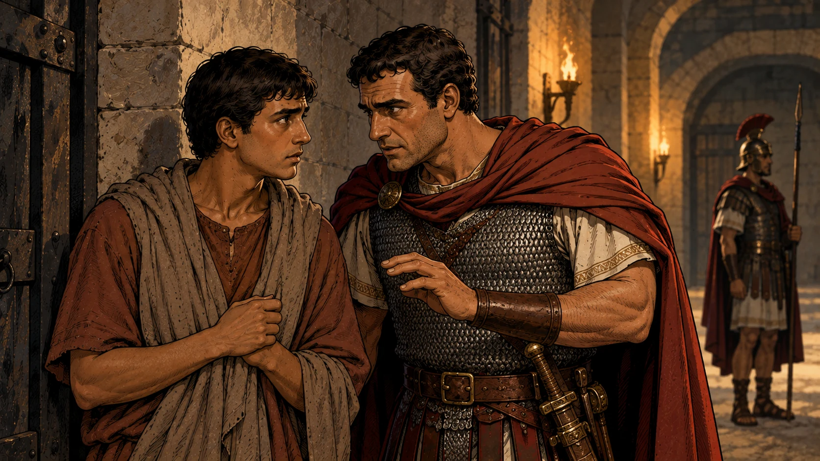 The young man privately warns the commander about the planned ambush.