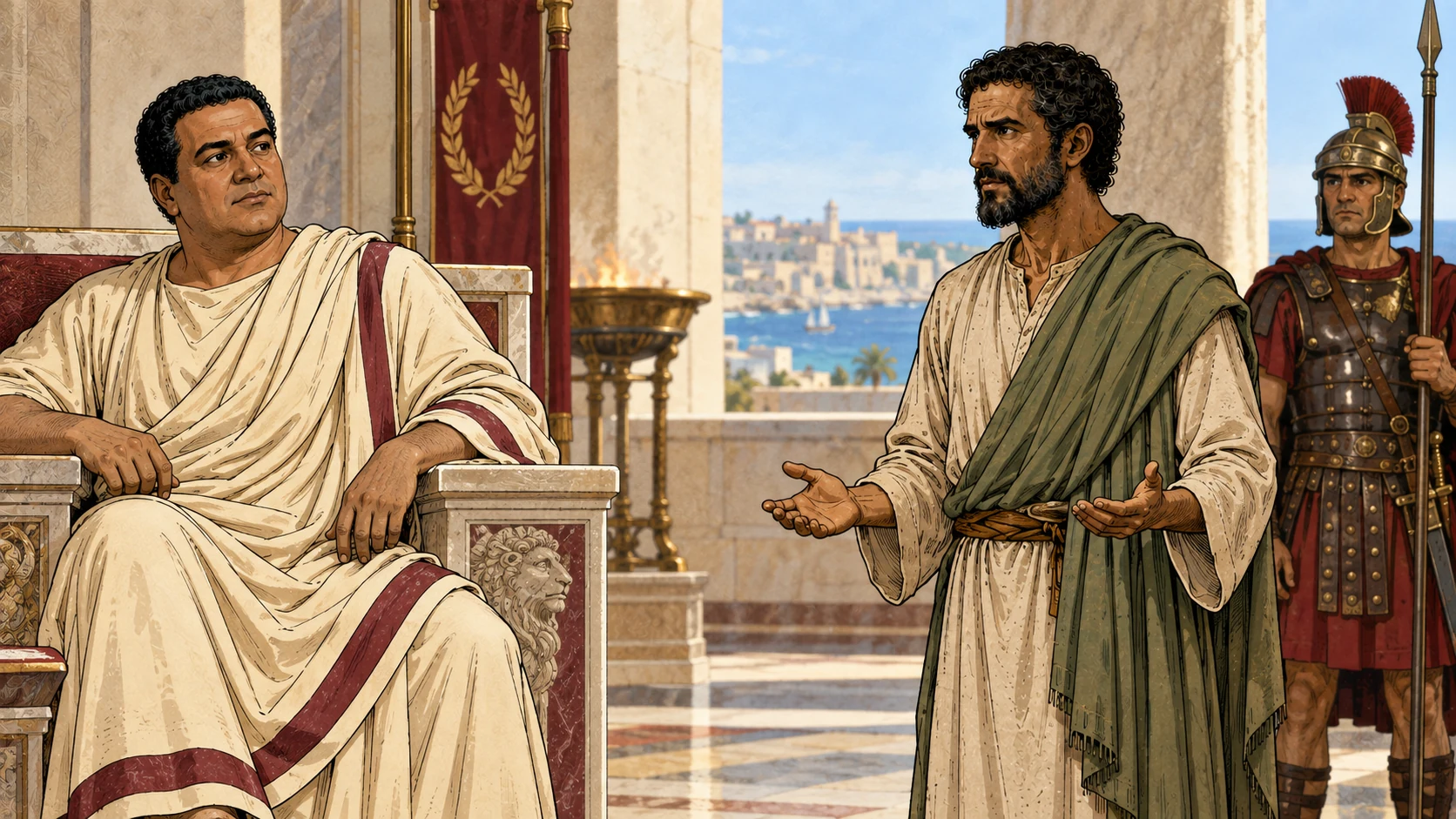 Paul begins his defense after Felix signals him to speak.