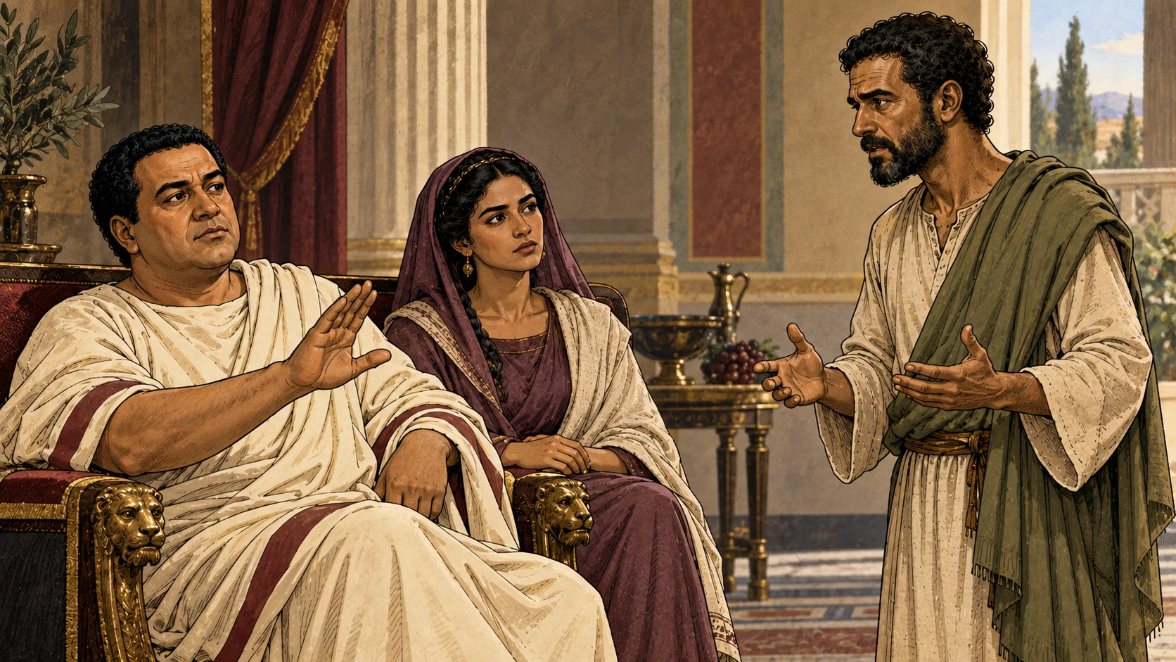 Felix and Drusilla hear Paul; Felix becomes afraid and dismisses him.