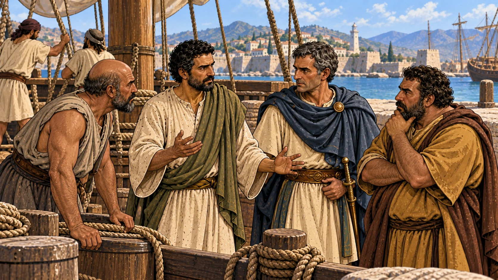 Paul warns of danger, but the decision is made to sail on.