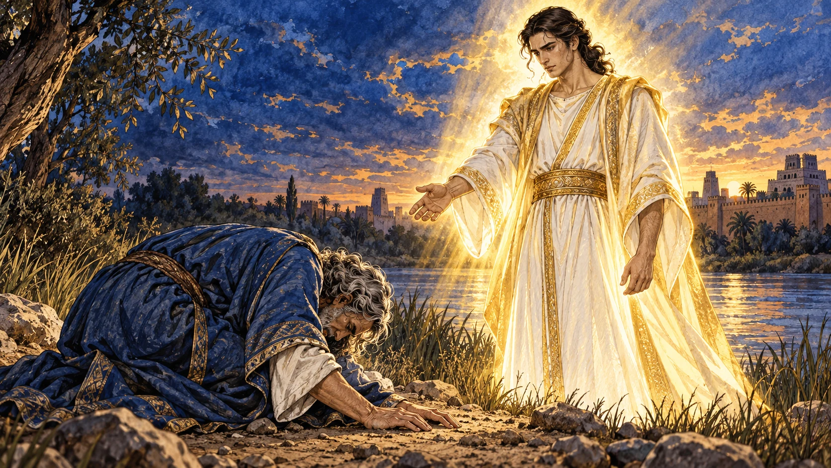 Daniel bows speechless and describes his anguish and weakness.