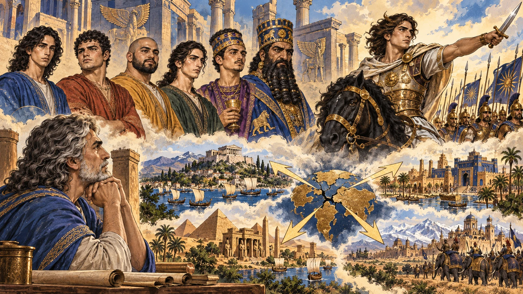 The messenger foretells Persian kings and a mighty Greek ruler whose realm divides.