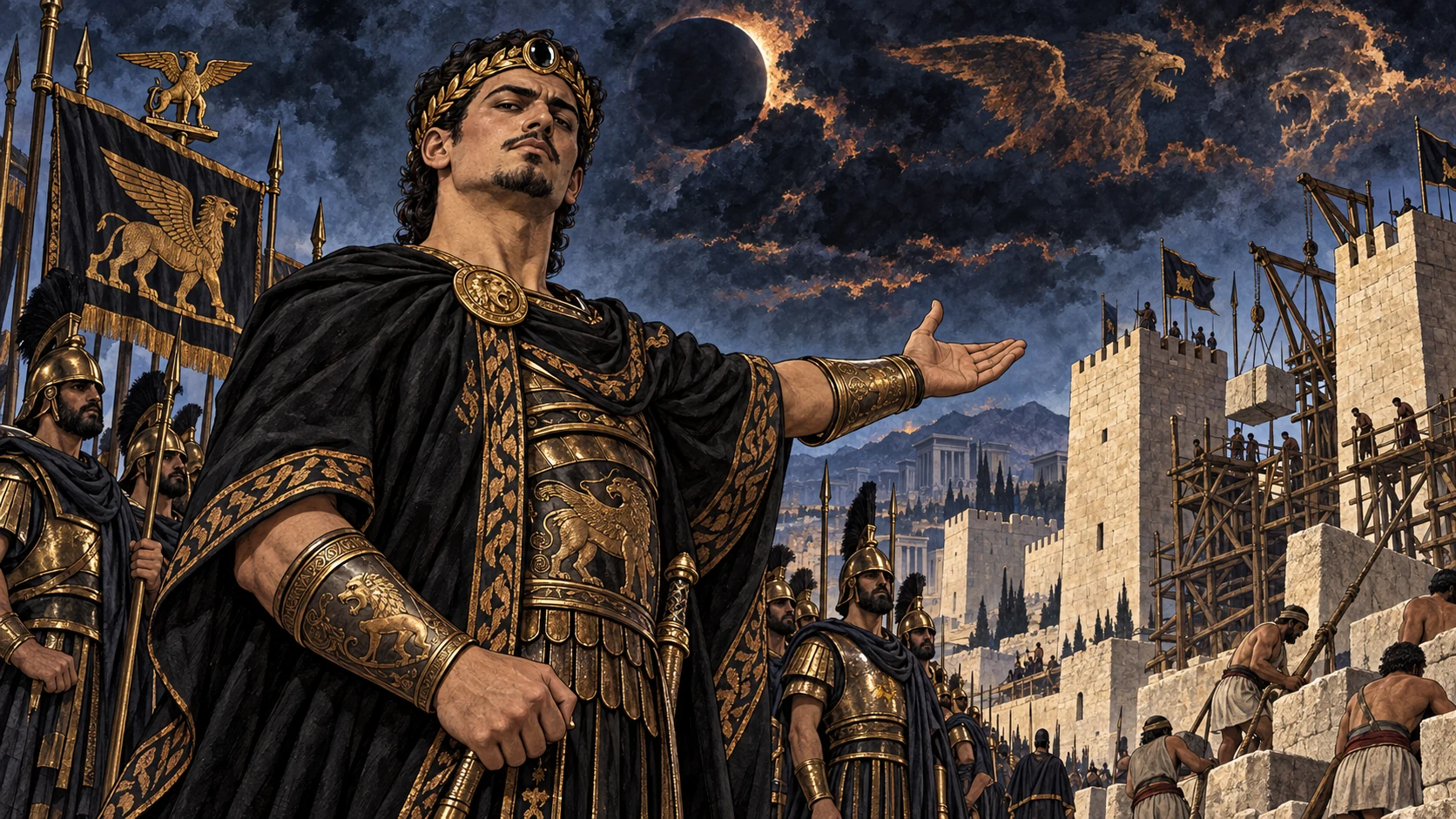 The king magnifies himself and honors a strange god and fortresses.