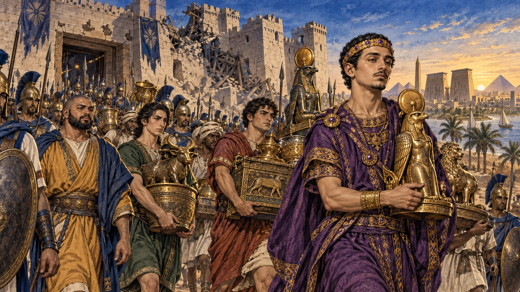 A branch of her family invades the north and carries treasures to Egypt.