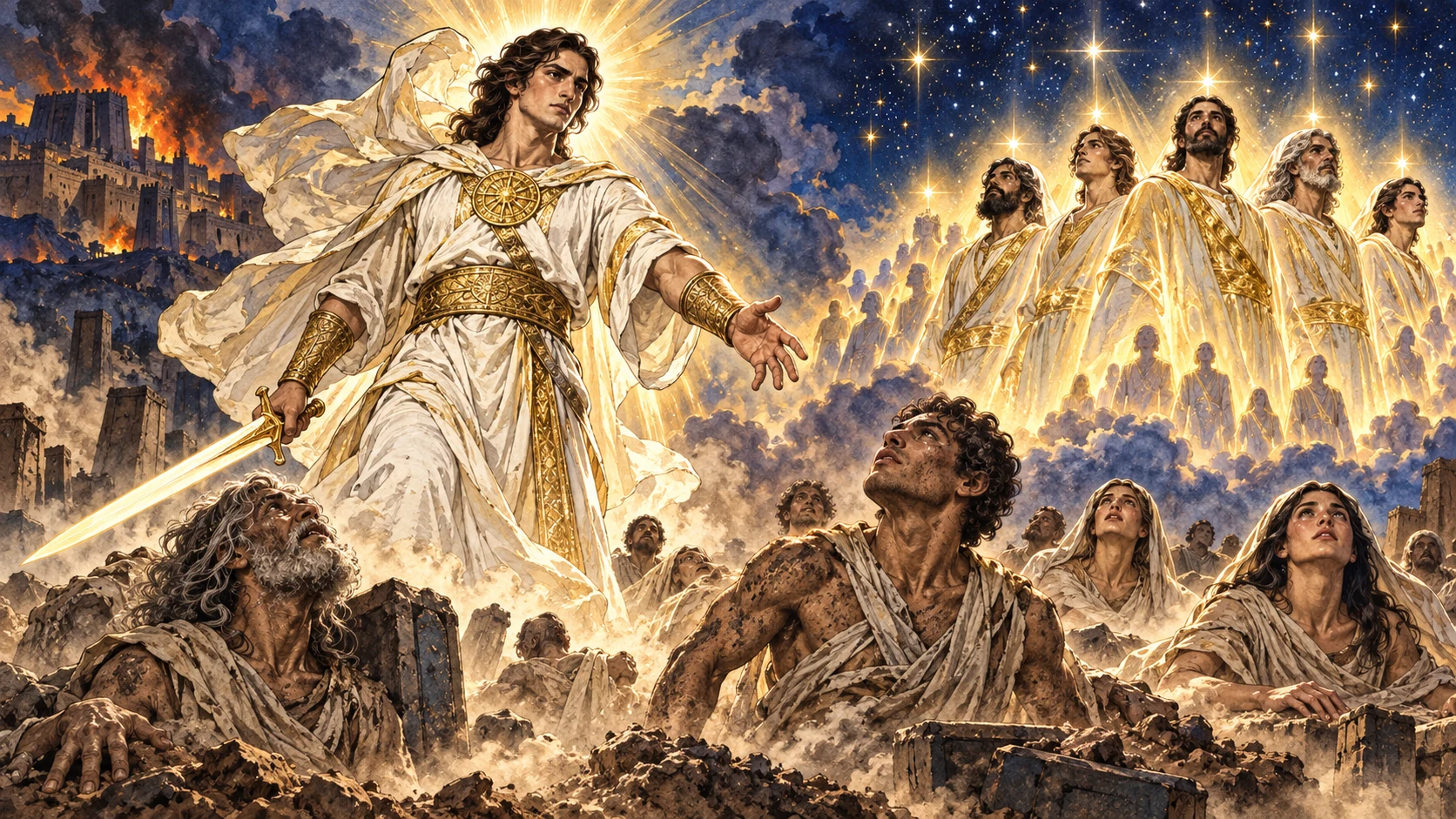 Michael rises in distress; the written are delivered and sleepers awaken to differing destinies.