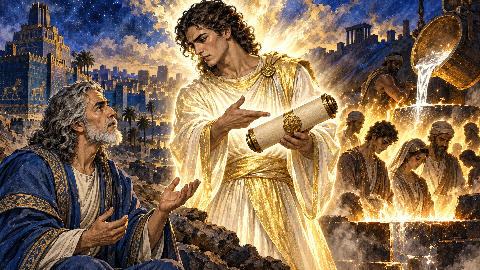 Daniel asks the outcome and is told the words are sealed while people are refined.
