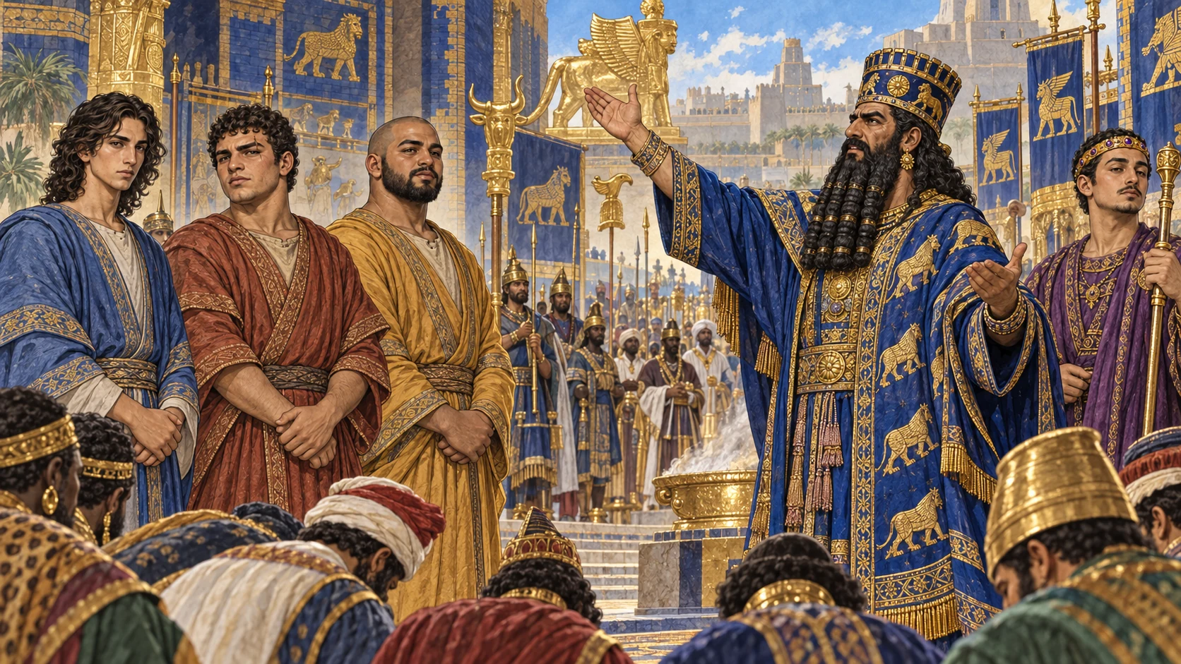 Nebuchadnezzar praises their God, promotes the three, and proclaims the signs to the nations.