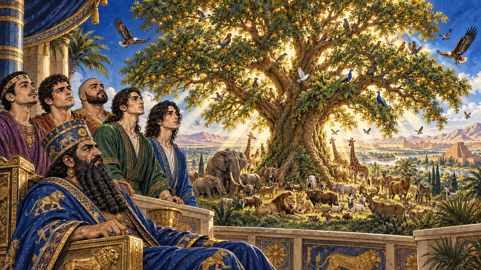 Dream vision of the immense fruit-bearing tree sheltering the earth.