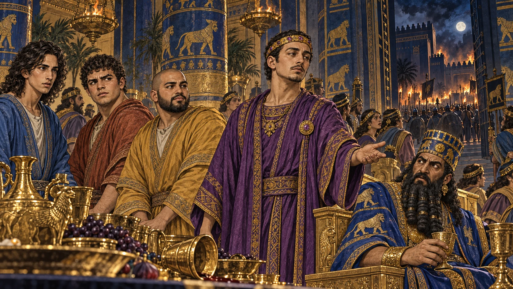 Daniel is clothed in purple; that night Belshazzar is killed.