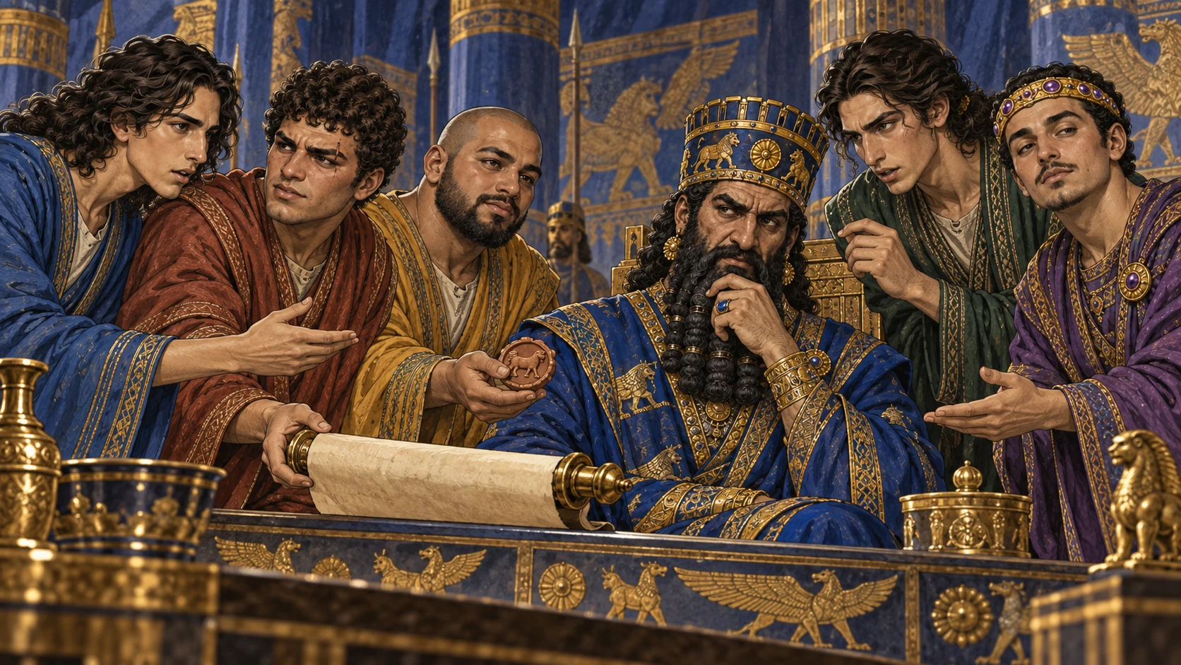 Officials flatter Darius into banning prayer to anyone but the king.