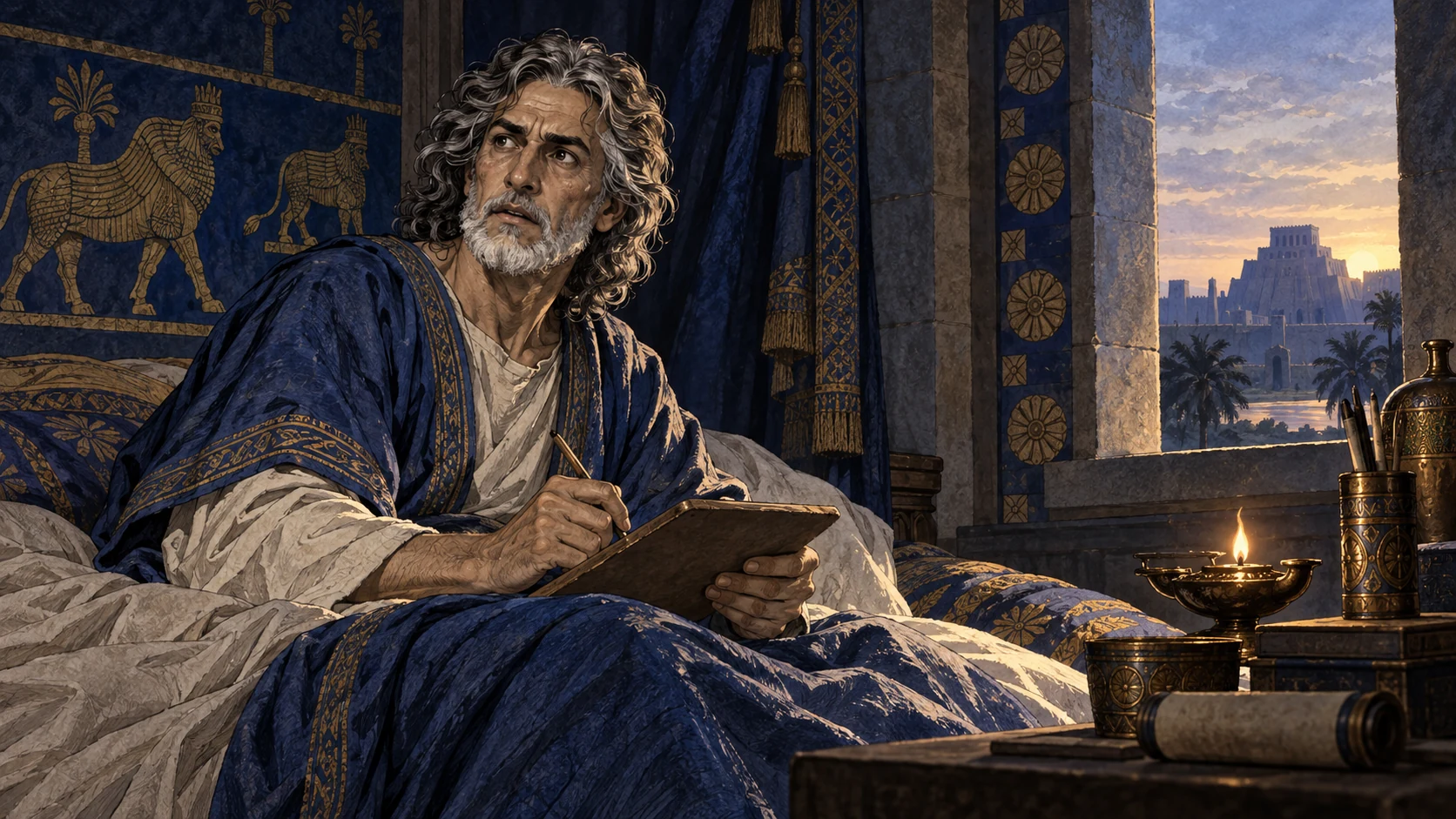 Pale and alarmed, Daniel records the vision privately.