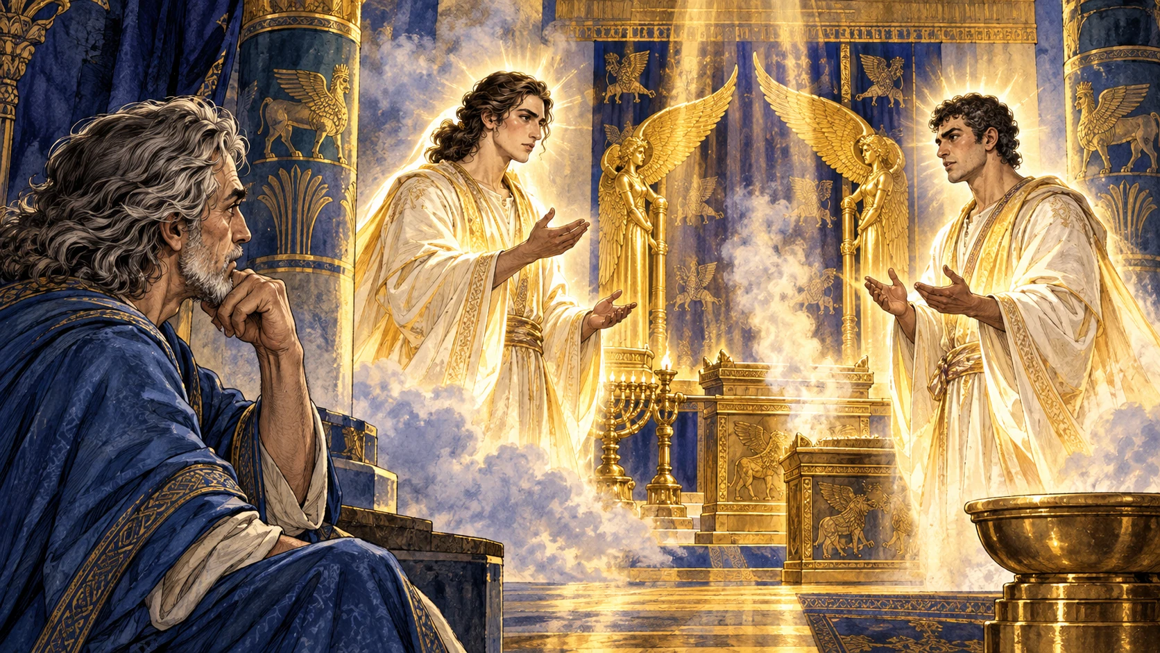 Two holy ones speak; the sanctuary’s restoration is announced.