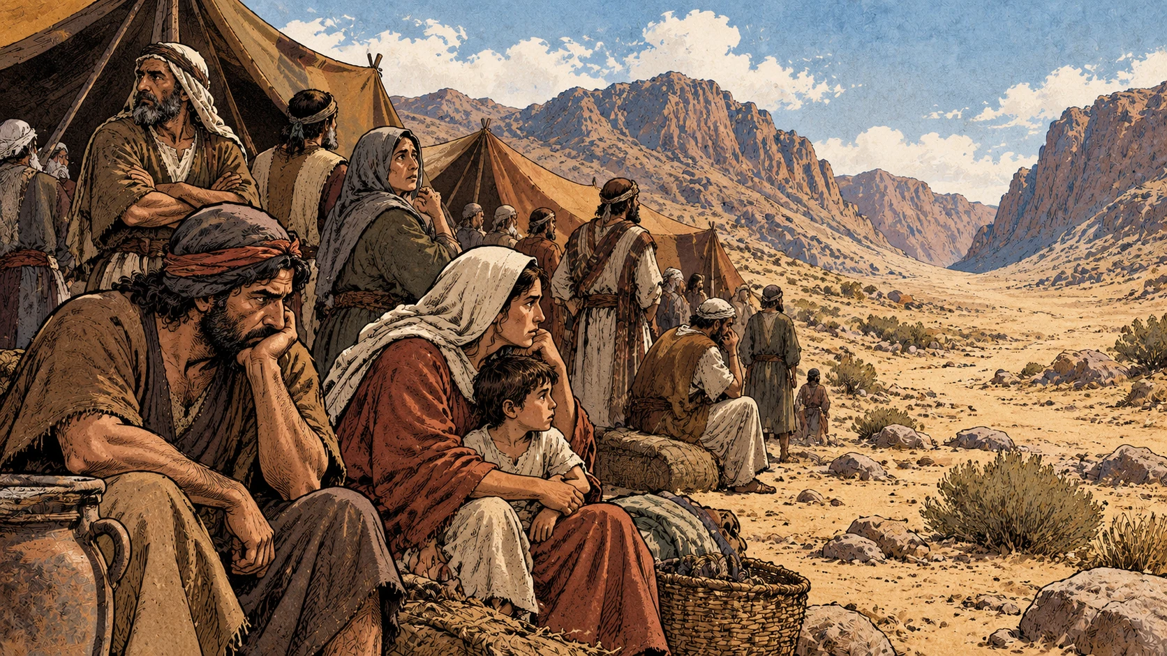 People remain beside their tents instead of taking the open route.
