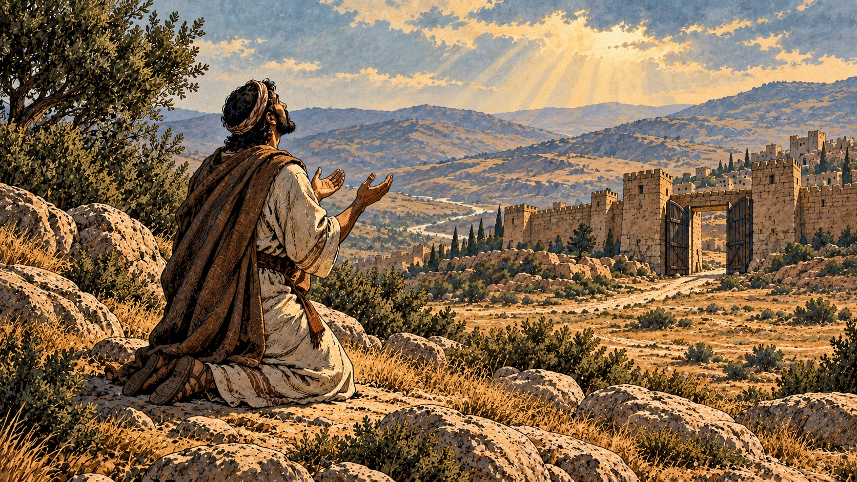 An anonymous person prays with open hands.
