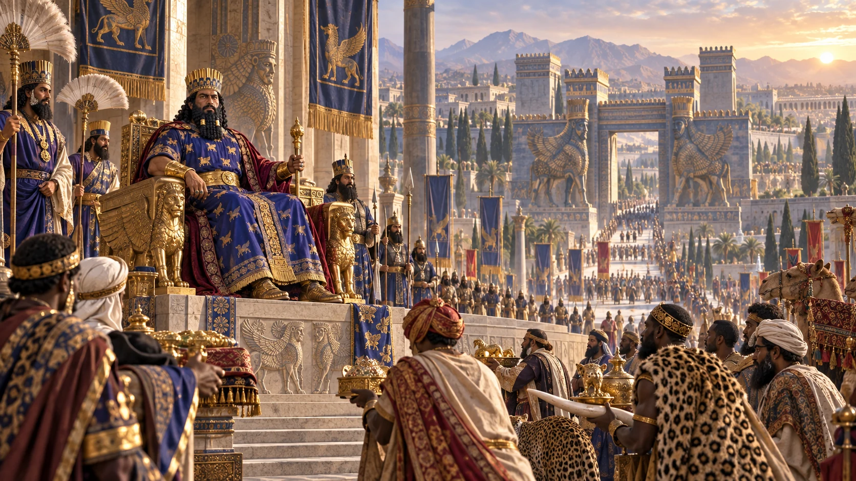 Cinematic illustration for Esther 1:1-2.
