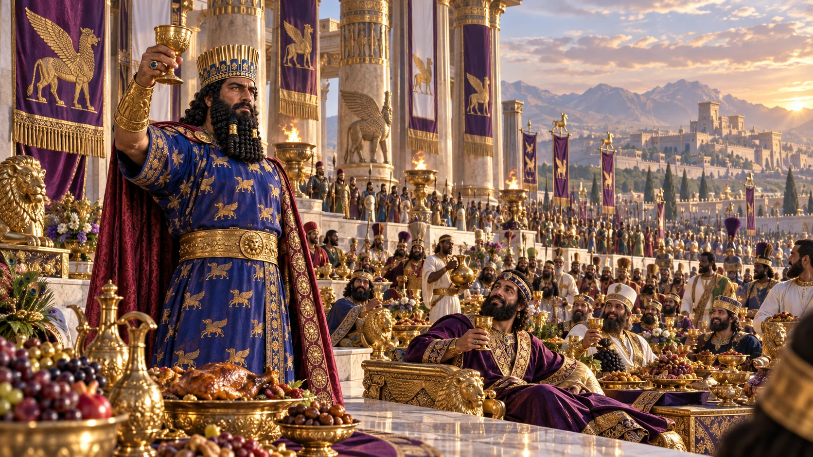 Cinematic illustration for Esther 1:3-4.