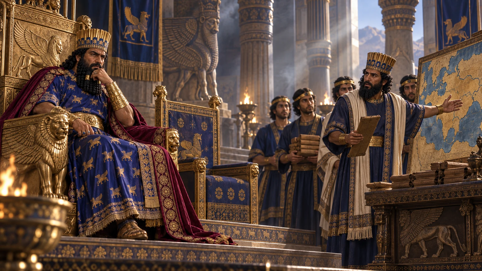 Cinematic illustration for Esther 2:1-4.