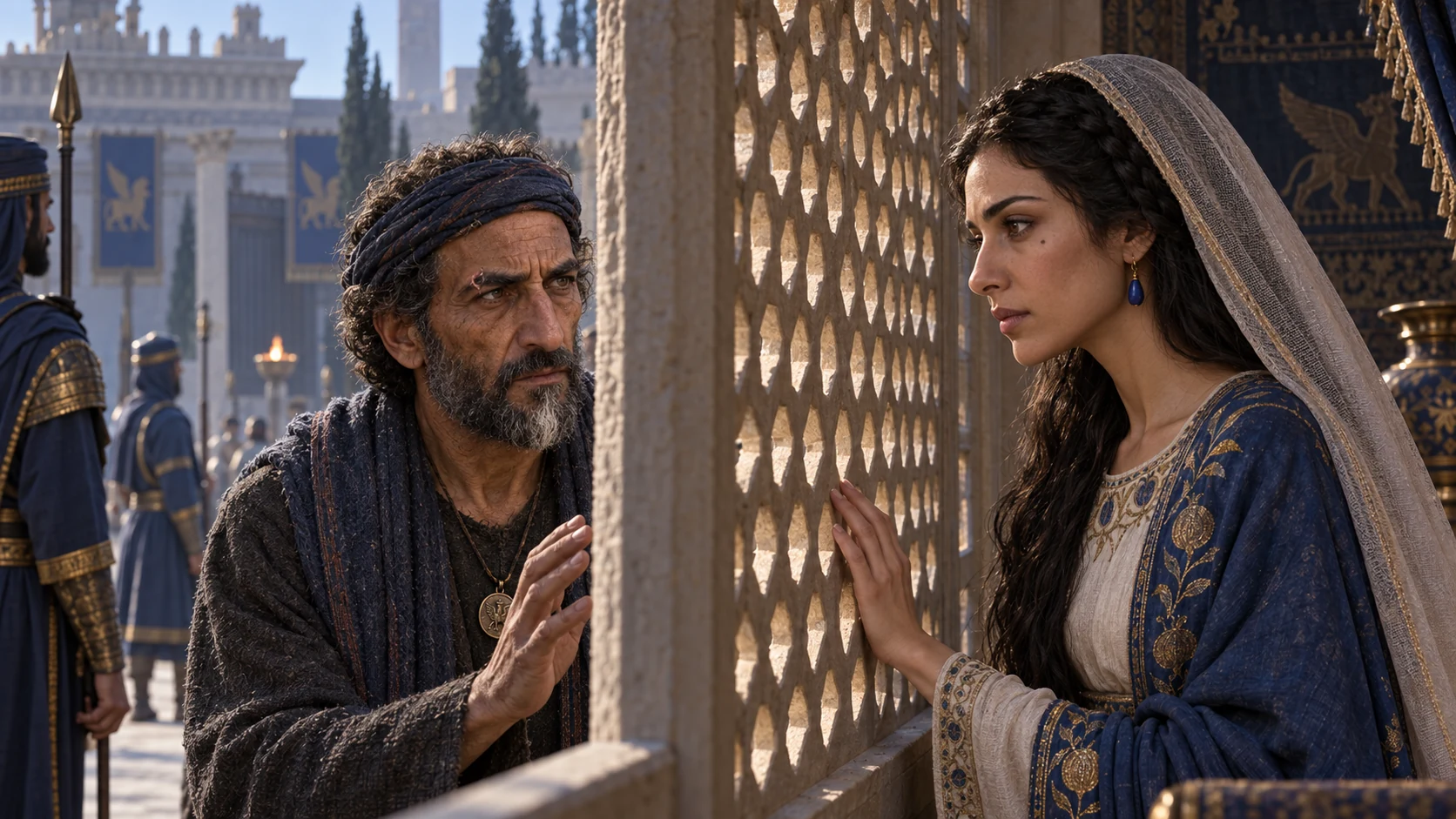 Cinematic illustration for Esther 2:10-11.