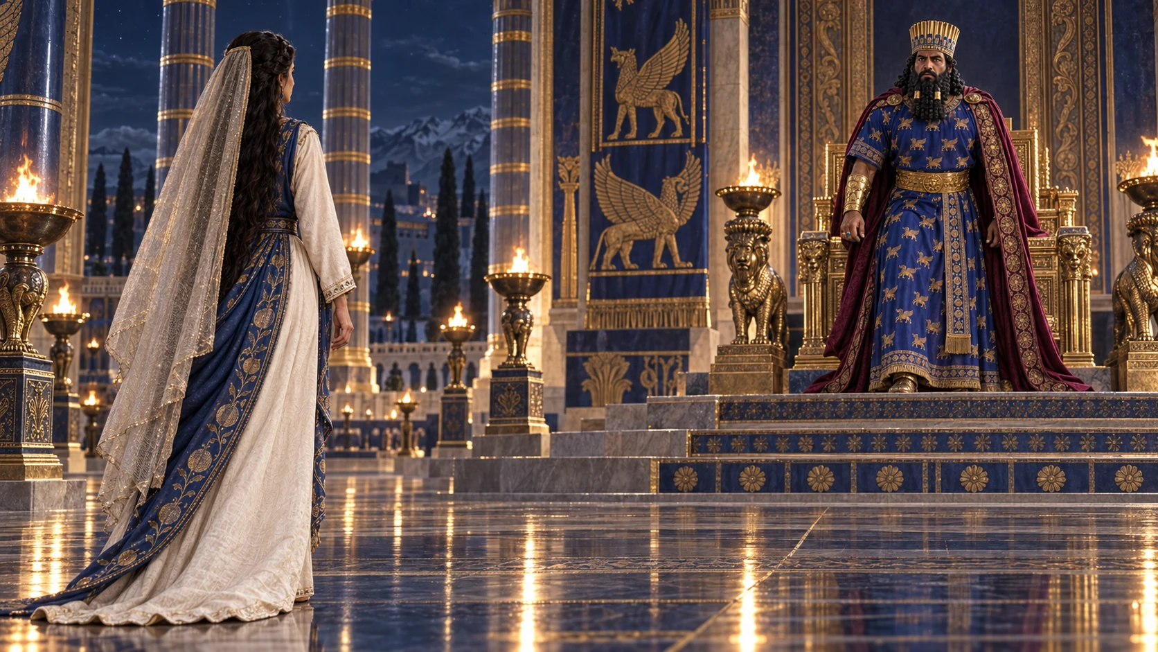 Cinematic illustration for Esther 2:16.