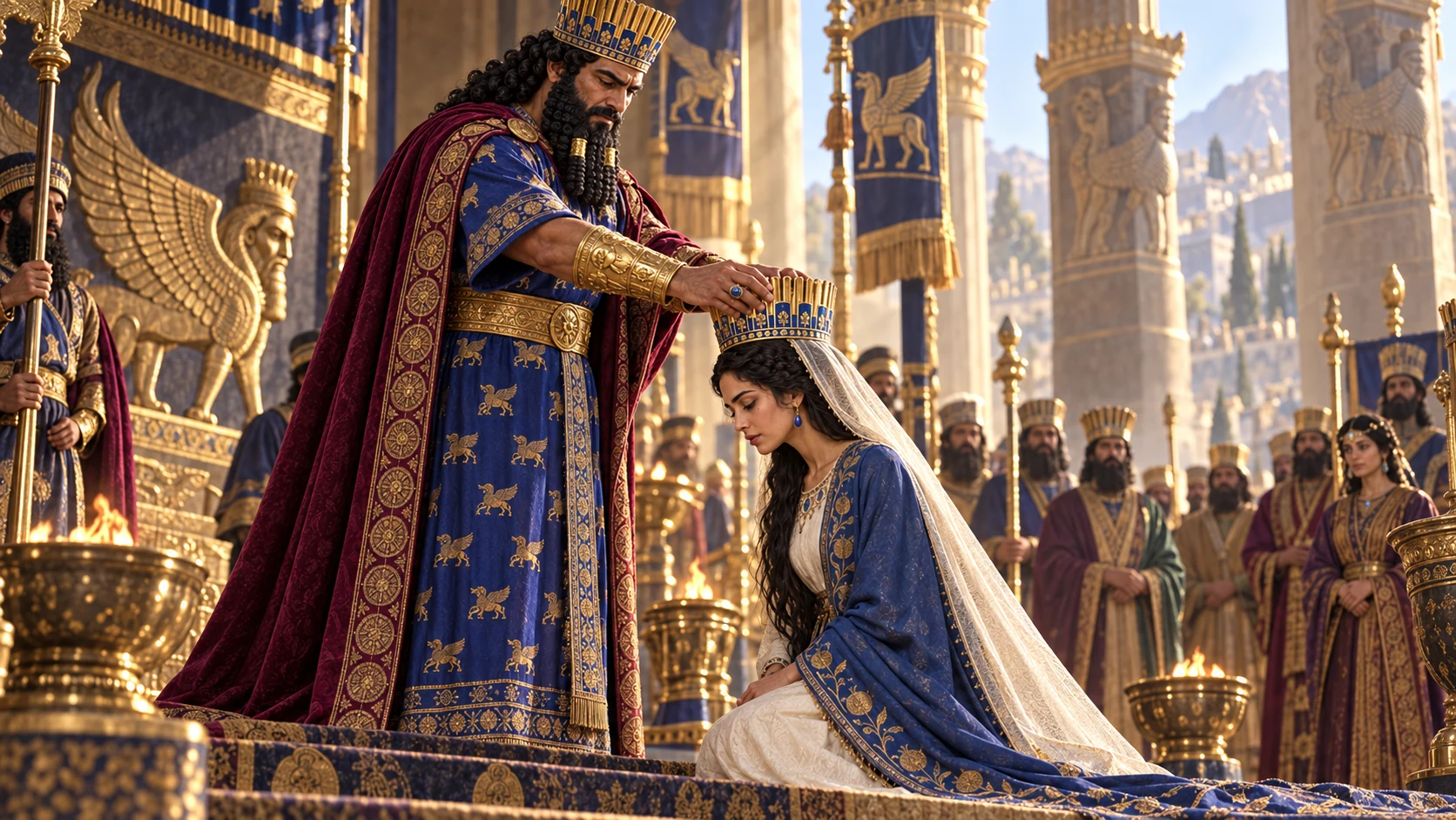 Cinematic illustration for Esther 2:17.