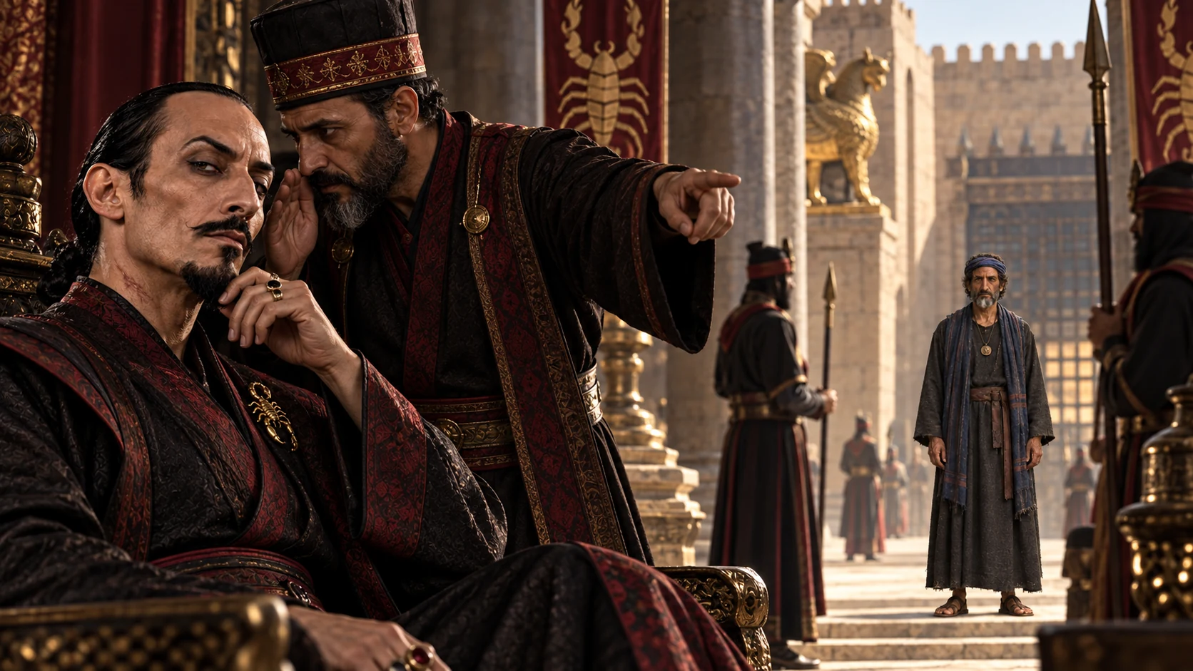 Cinematic illustration for Esther 3:4.