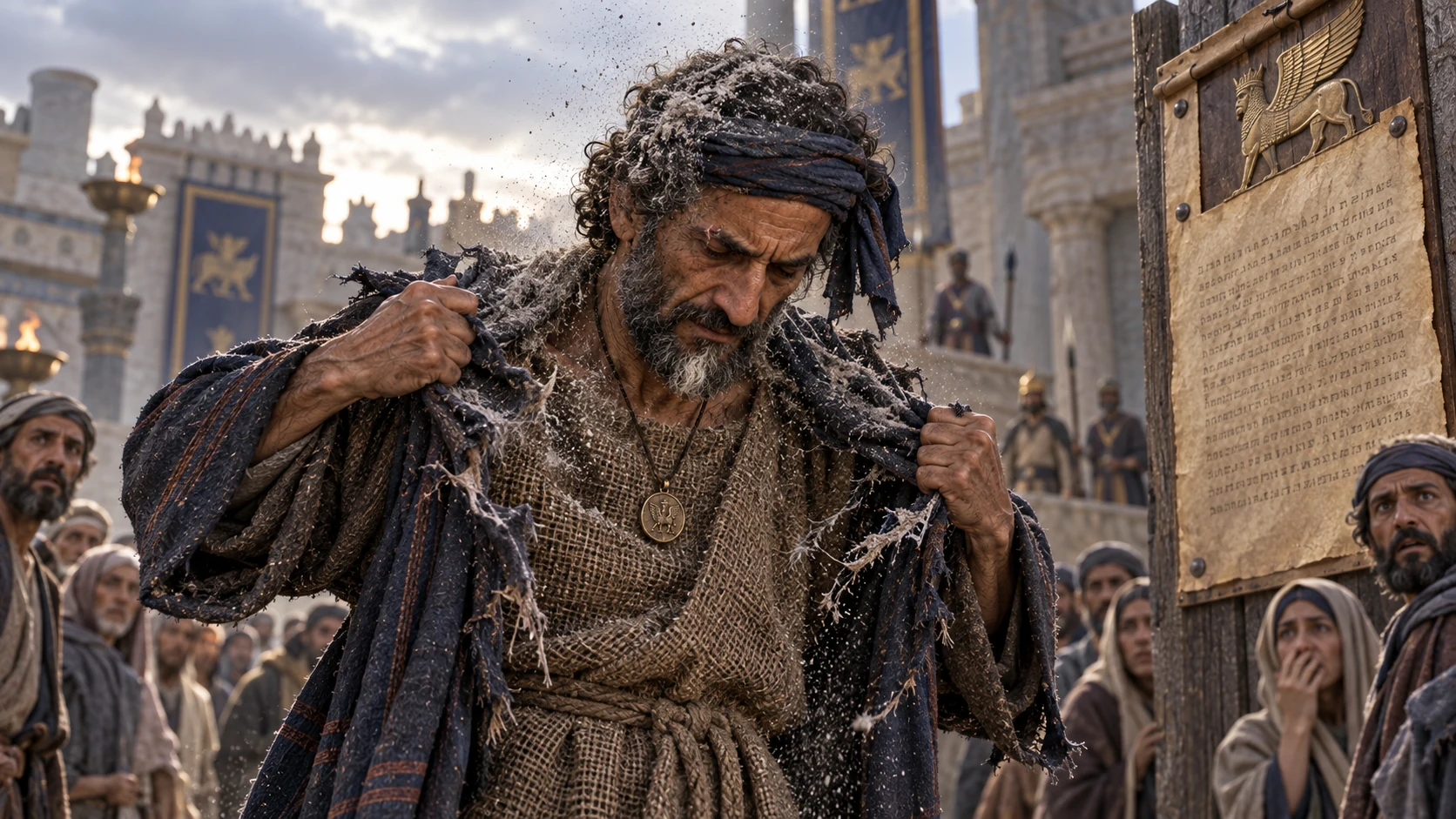 Cinematic illustration for Esther 4:1.