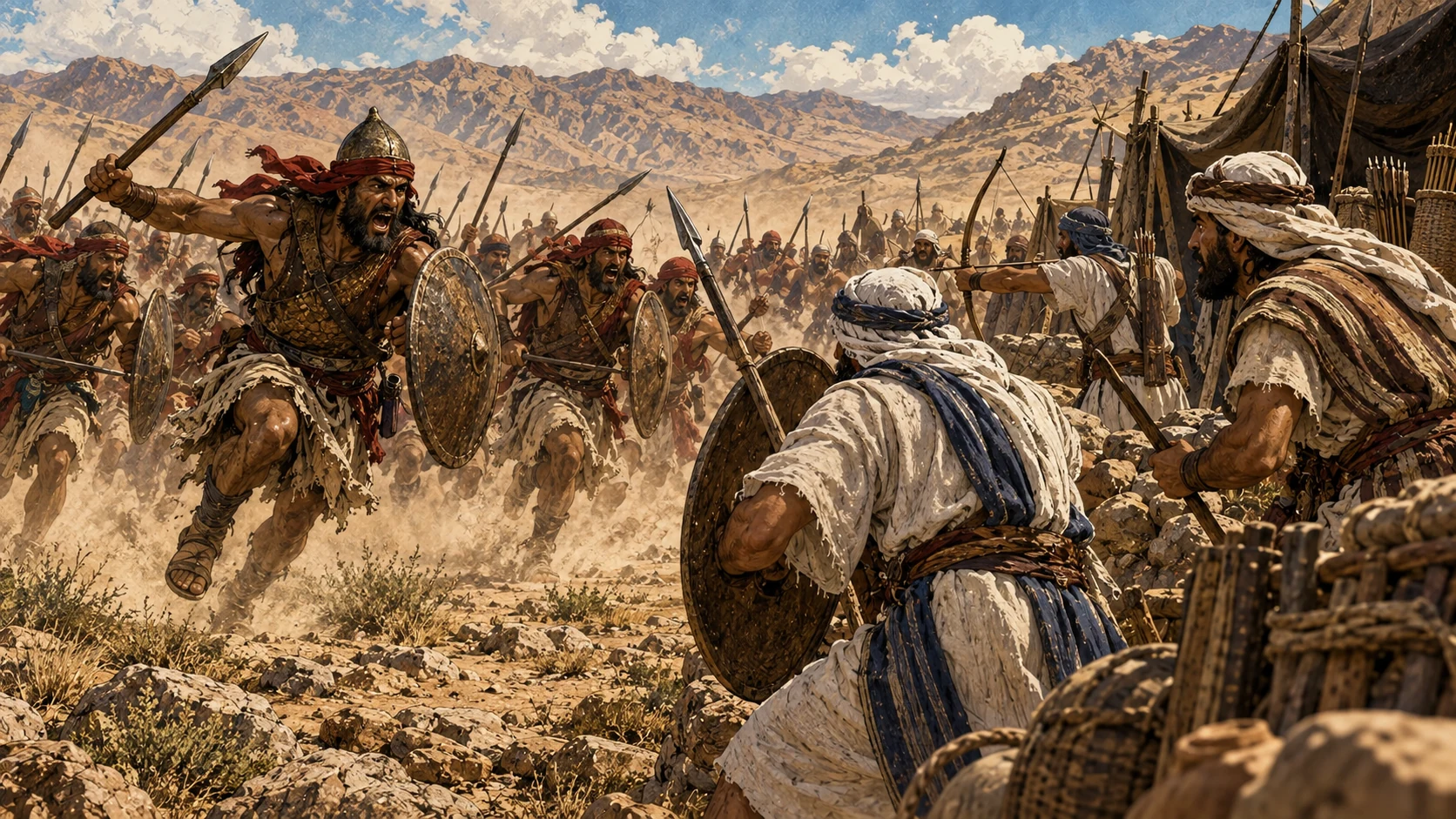 Exodus 17:8. Amalek attacks Israel at Rephidim.