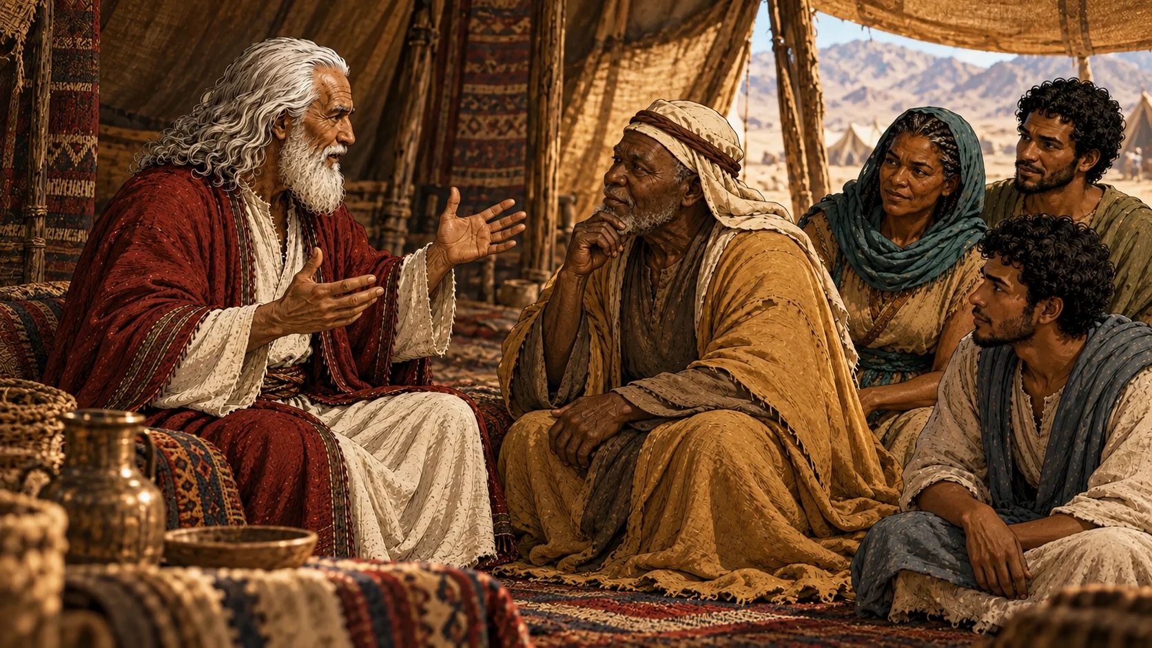 Exodus 18:8. Moses recounts Yahweh’s acts, hardship, and deliverance to Jethro.