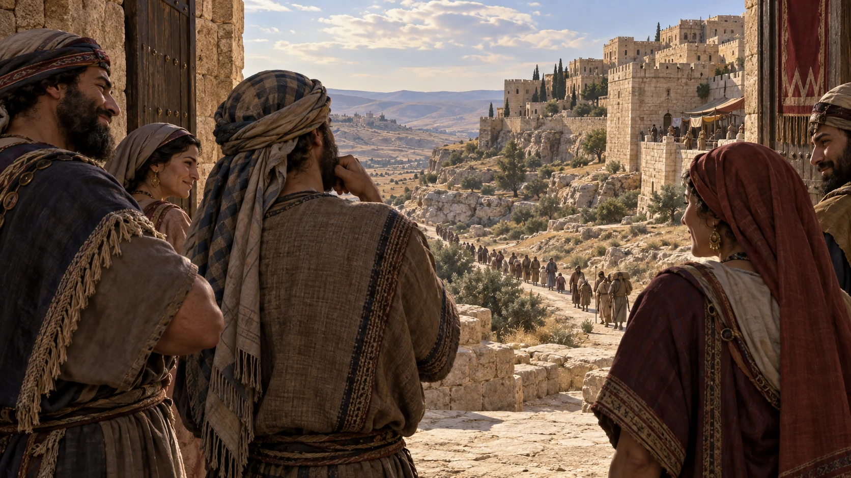 Anonymous onlookers at Rabbah watch a distant road of exiles with dismissive smiles.
