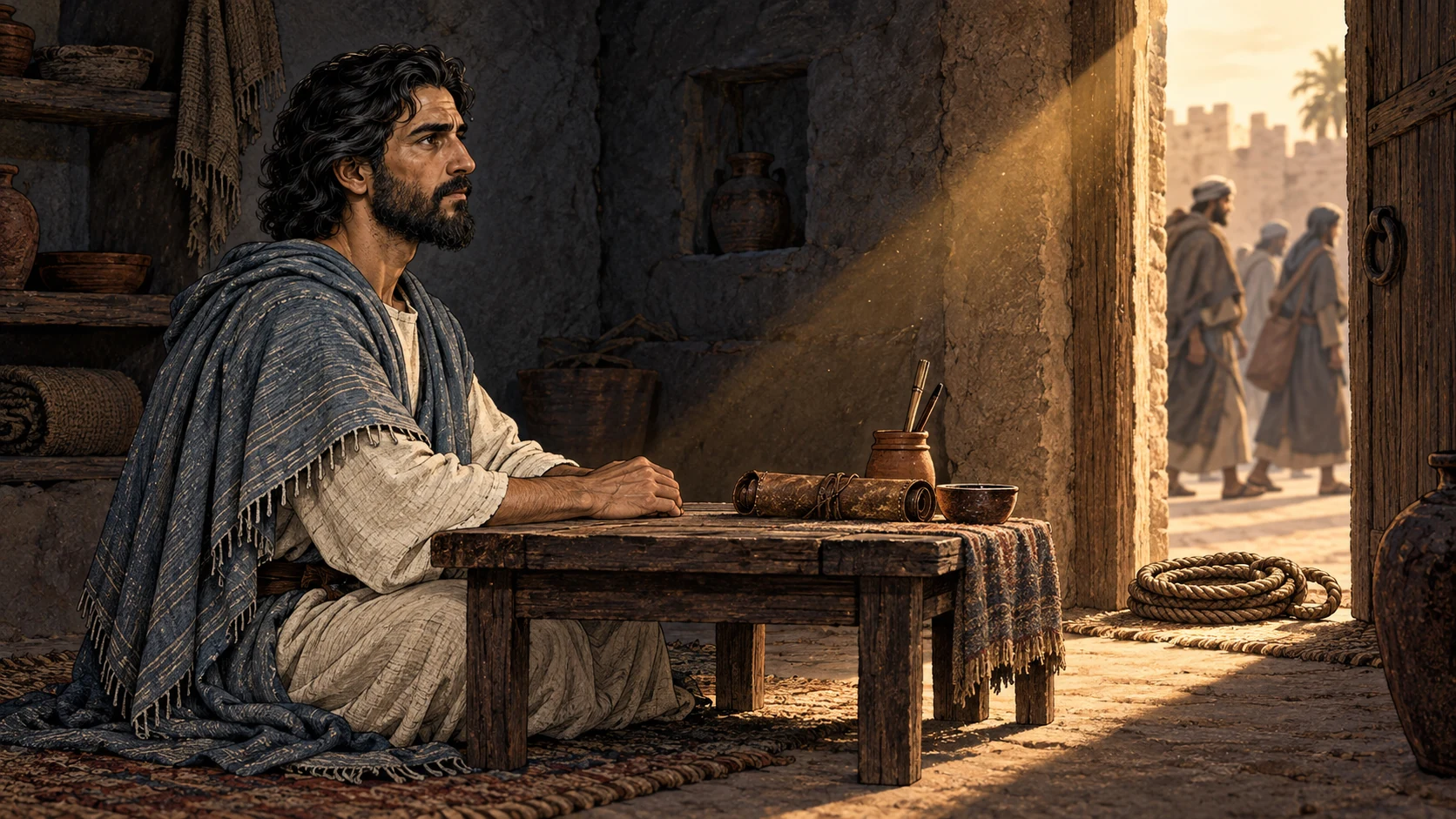 Ezekiel waits silently inside his house until Yahweh opens his mouth to speak.