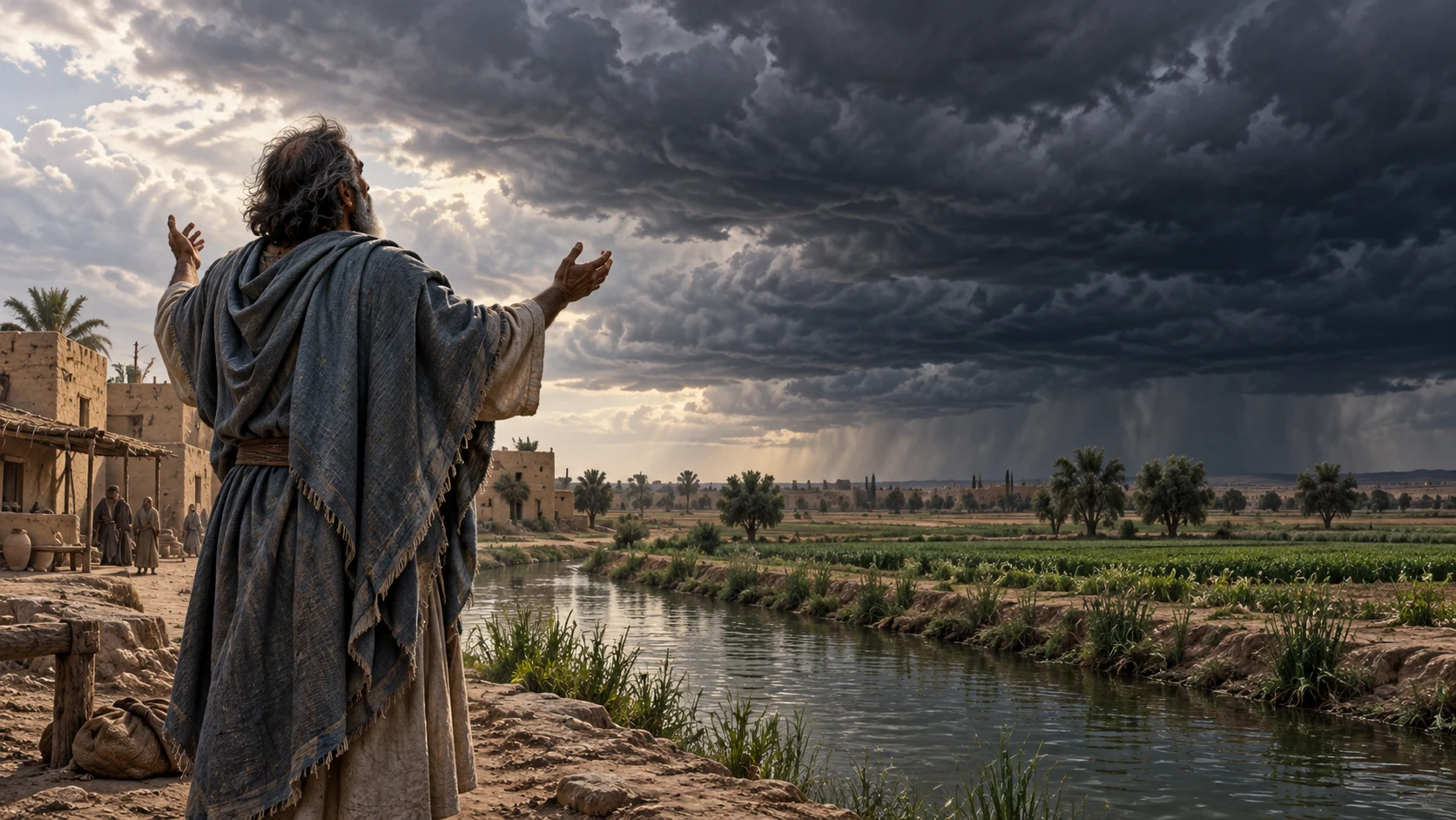 Ezekiel faces a gathering storm cloud over the exile river.