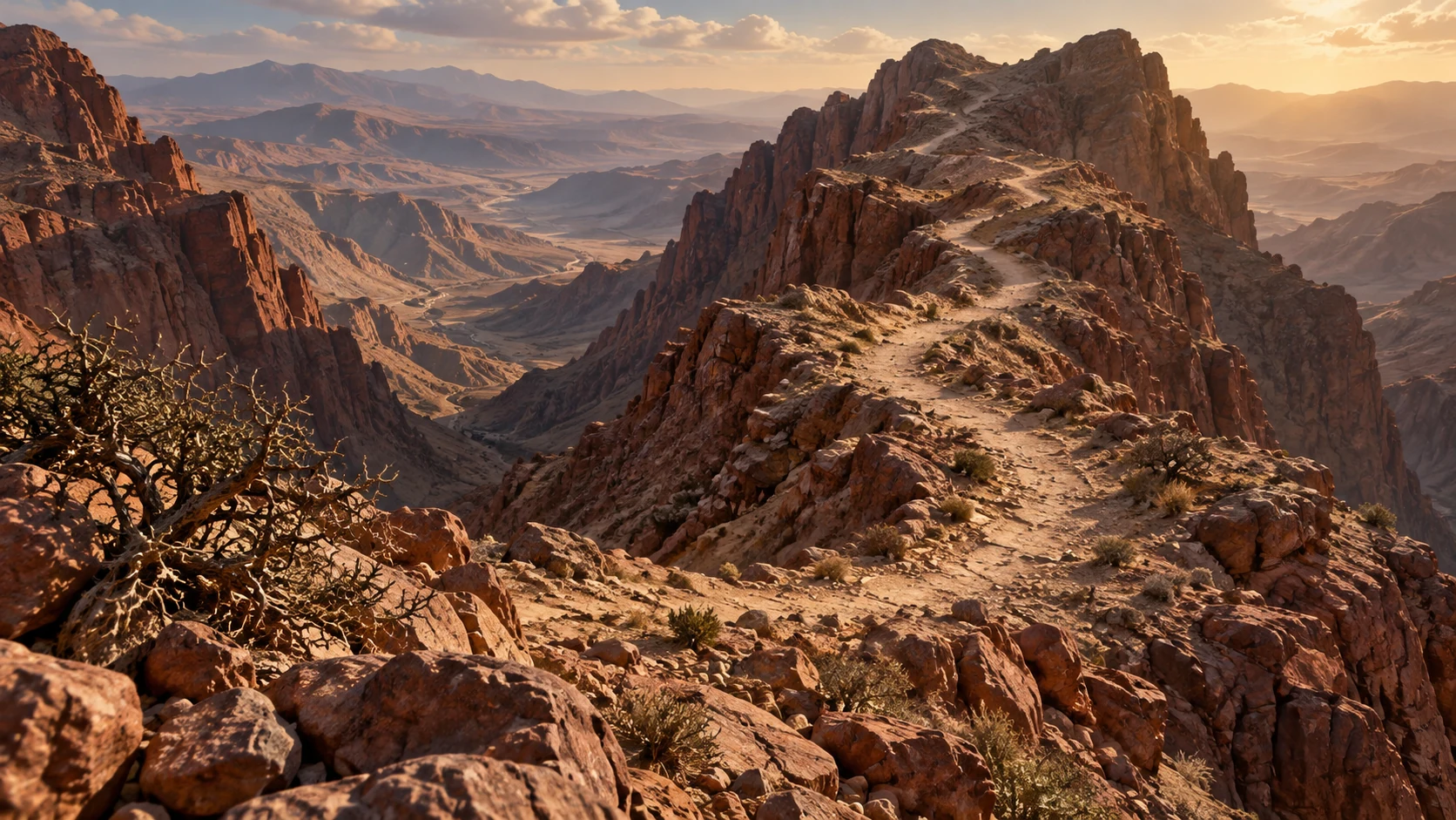 Empty ancient mountain pass through Edom with no travelers either coming or going, no human extinction claim