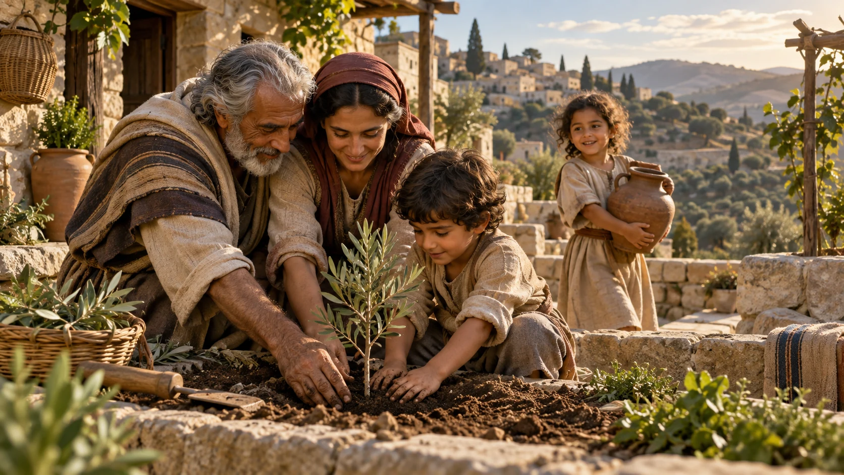 Grandparents, parents and children care for a lived-in highland home and field across generations, without pretending to show eternity literally