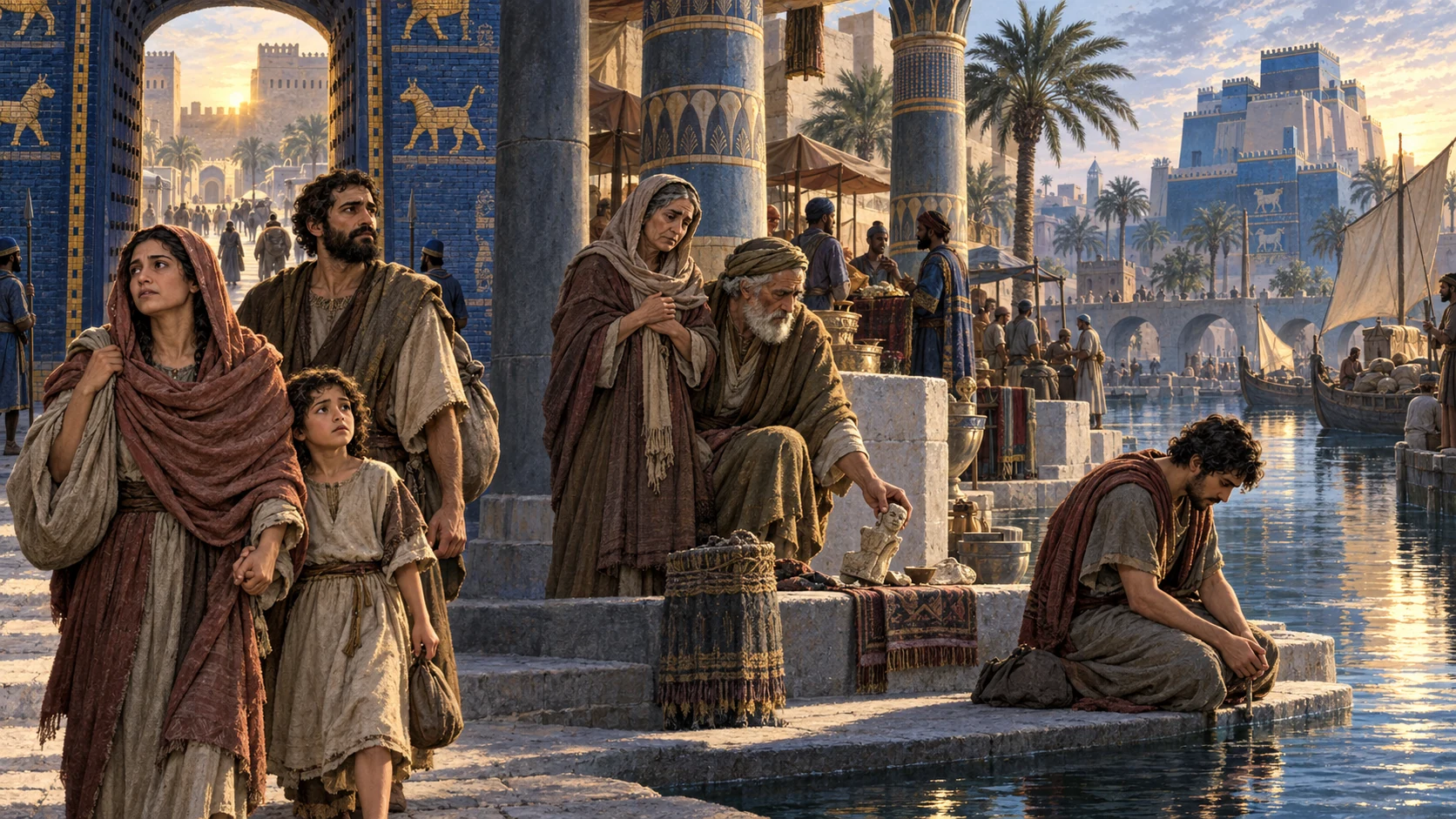 Scattered Judean survivors remember Yahweh with grief while living among foreign nations.